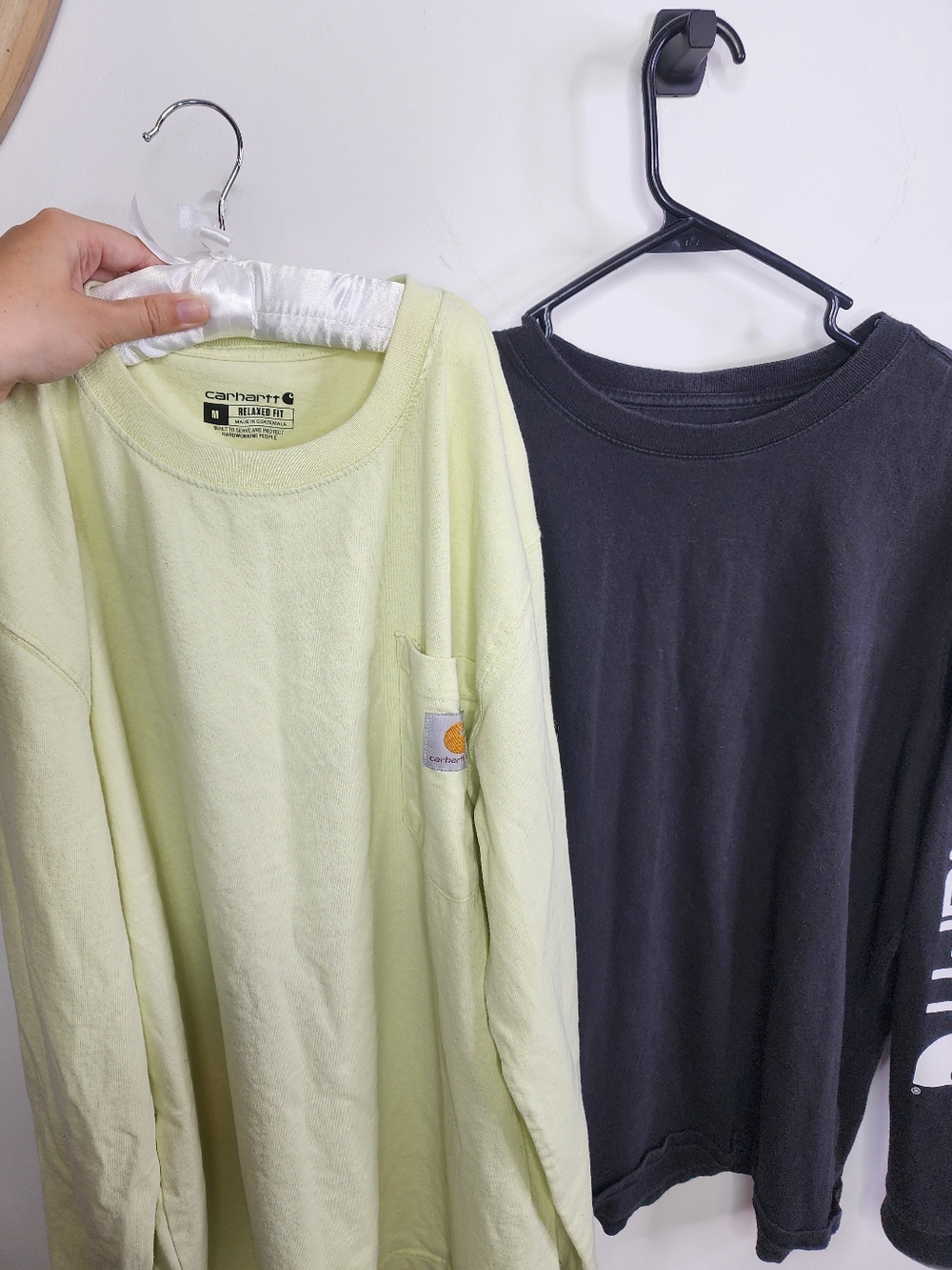 *BUNDLE* Carhartt Long Sleeve Pocket Tee - Pale Lime & Black, Fit Like Large!